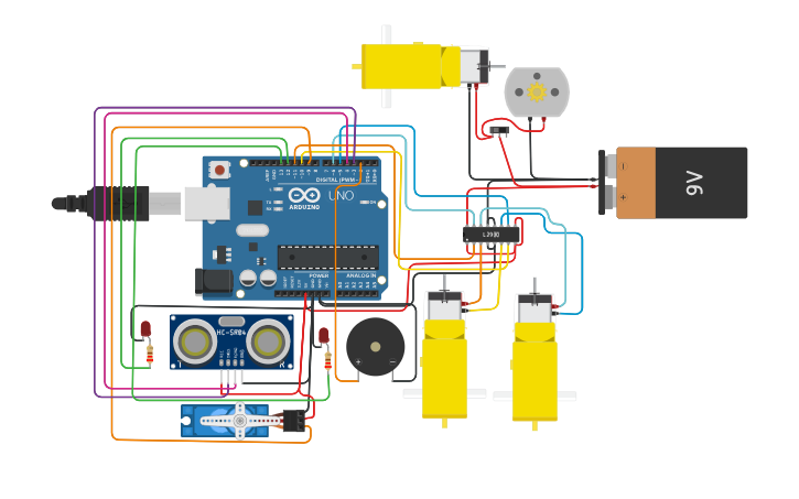 Circuit design Arduino-based smart vacuum cleaner robot - Tinkercad