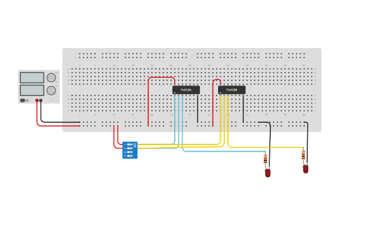 Circuit design HALF ADDER - Tinkercad
