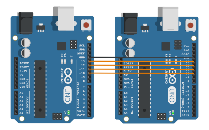 Circuit design Arduino SPI comms - Tinkercad