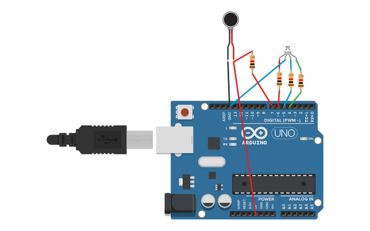 Circuit design LED RGB y VIBRATION MOTOR - Tinkercad