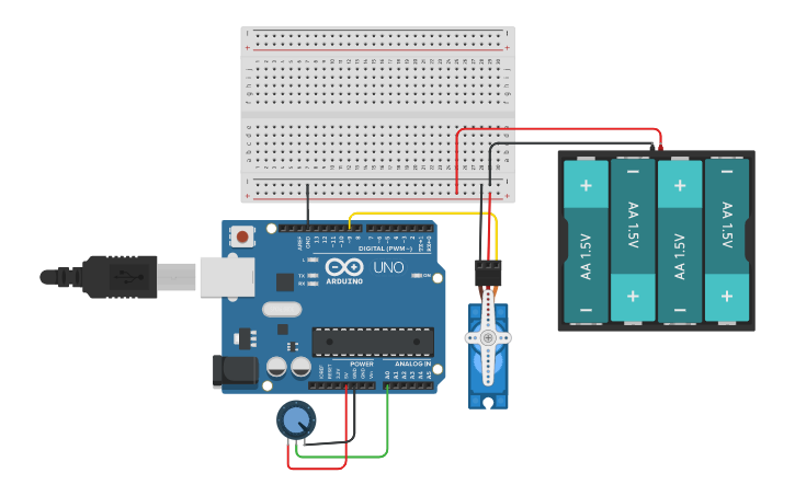 Circuit design Servo Motor with Pot - Tinkercad