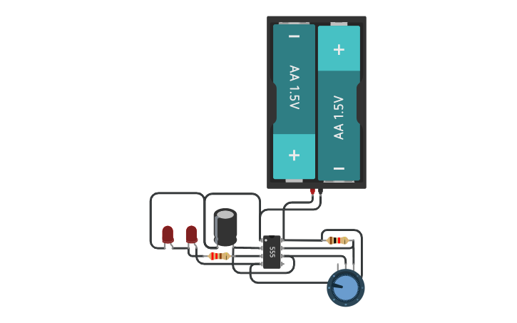 Circuit design Flip Flop 555 timer - Tinkercad