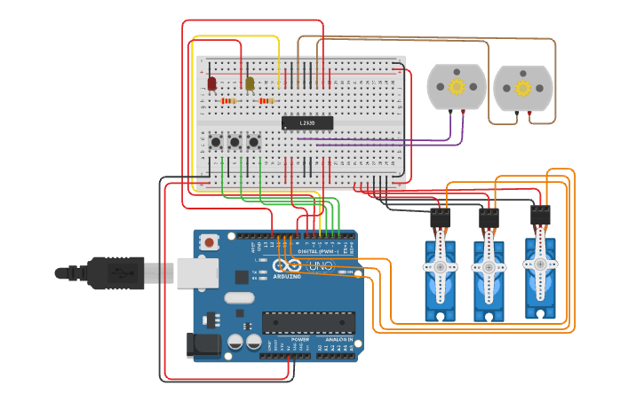 Circuit design Copy of Milking production line 2 - Tinkercad