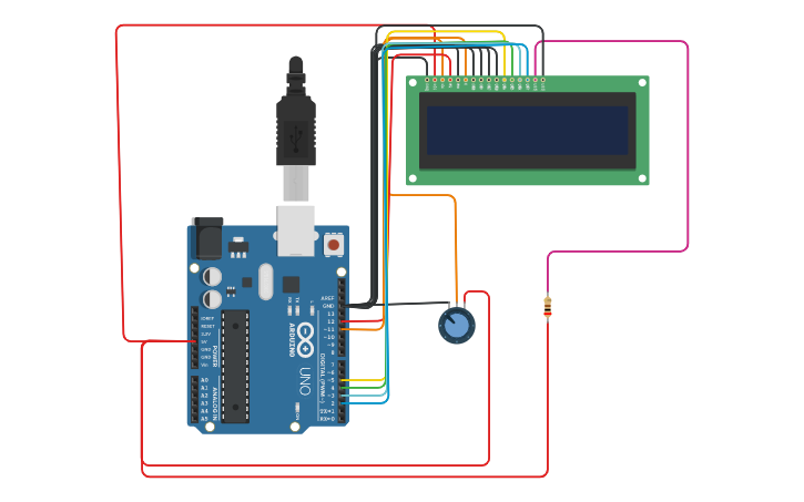 Circuit design LCD - Tinkercad