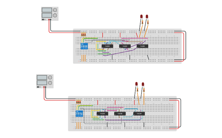 Circuit design Full Adder and Subtractor - Tinkercad
