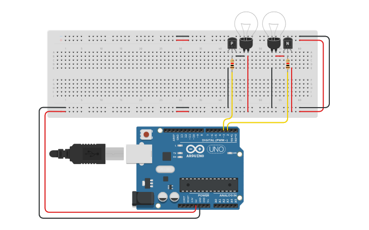 Circuit design PNP NPN Transistor with Arduino - Tinkercad