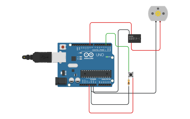 Circuit design 3] To interface motor using relay with Arduino - Tinkercad