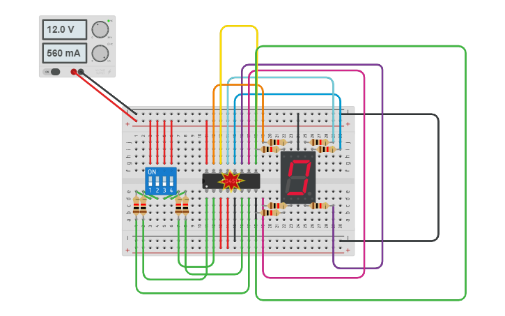 Circuit design Encoder 7 segmenti - Tinkercad