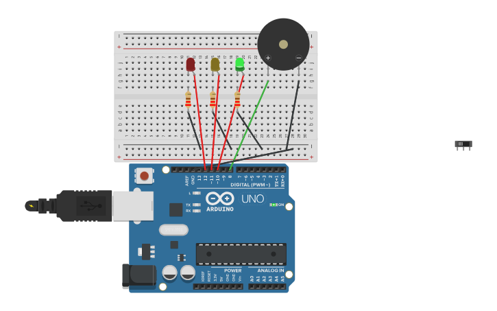 Circuit design practica semaforo y señal invidente - Tinkercad