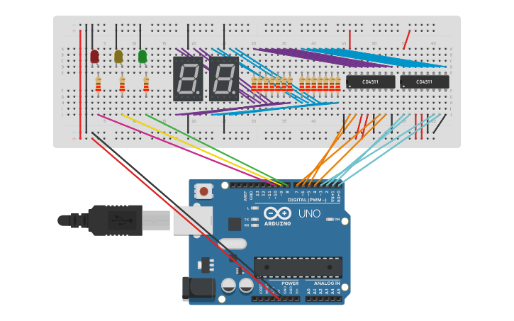 Circuit design Arduino Traffic Light with 2 Seven-Segment Displays ...