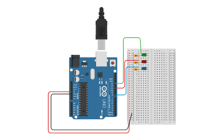 Circuit design Sequence 3 LEDs- Aidan Ortin - Tinkercad