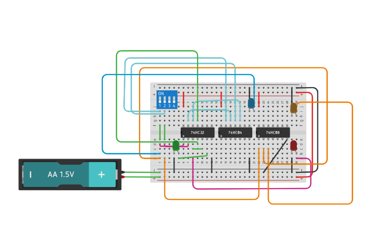 Circuit design 2 to 4 bit Decoder - Tinkercad