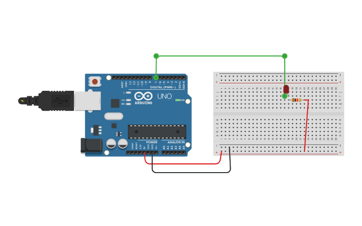 Circuit design led encendido y apagado - Tinkercad