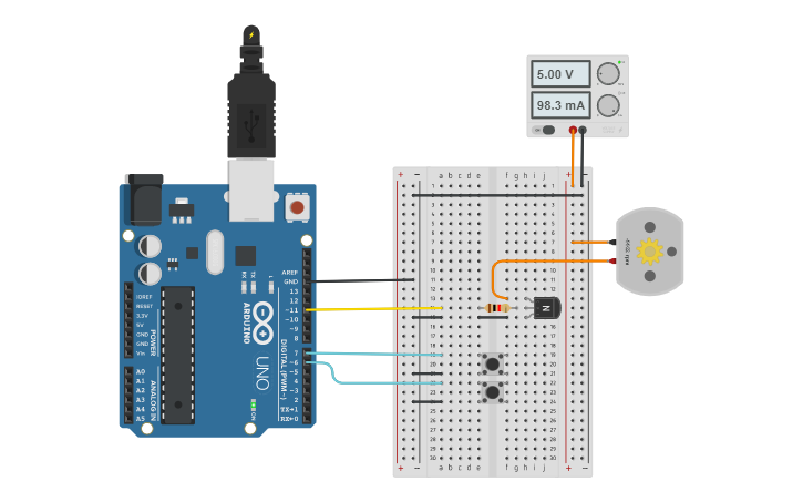 Circuit design Non-Blocking Delay Example - Tinkercad