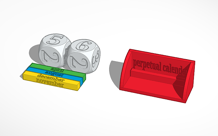 3D design perpetual calendar - Tinkercad