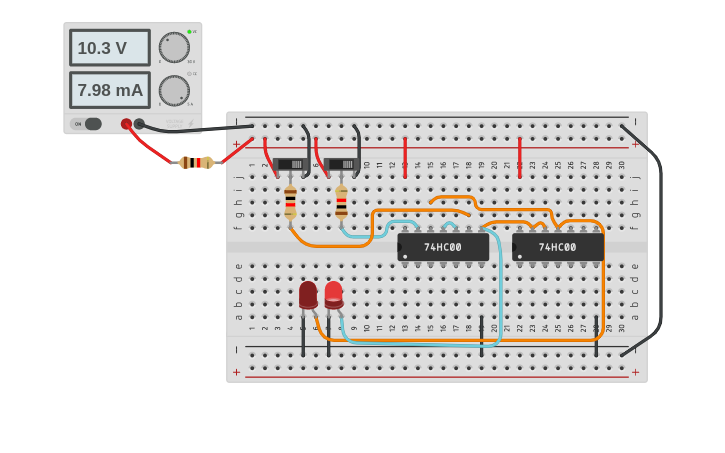 Circuit design Copy of Асинхронный RS Триггер - Tinkercad
