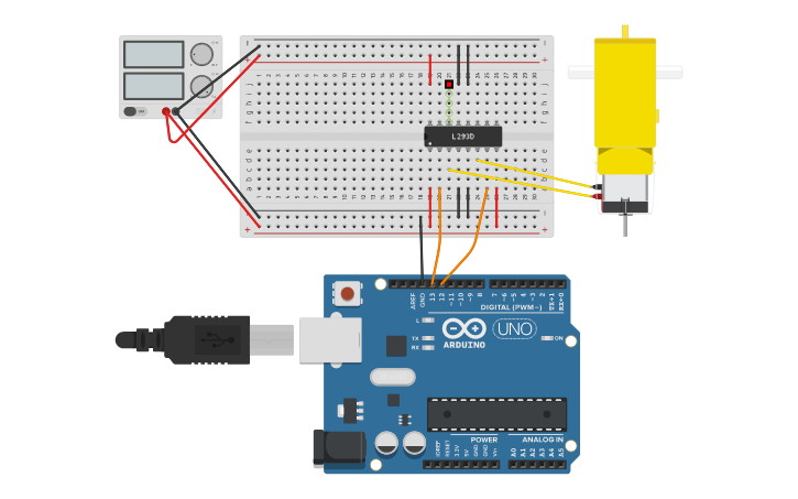 Circuit design Arduino motor control - Tinkercad