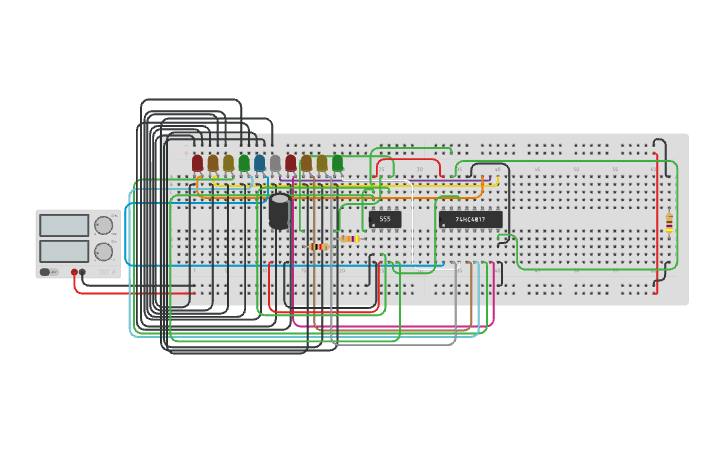 Circuit design Led Chaser - Tinkercad