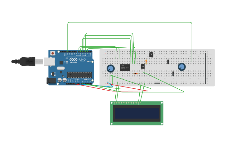 Circuit design Arduino LCD Y SENSOR - Tinkercad