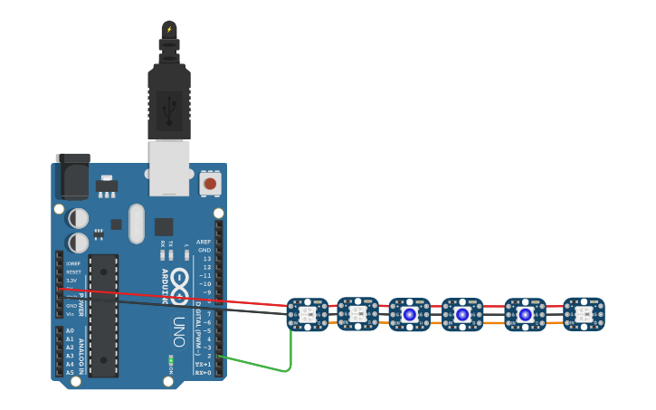 Circuit design Copy of Arduino Neopixel Example - Tinkercad