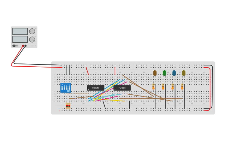Circuit design Copy of decoder 1of4 - Tinkercad