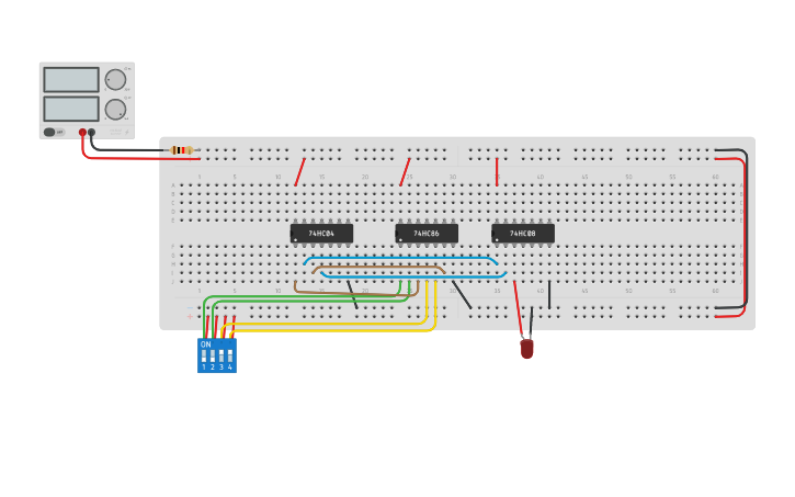 Circuit design 2 Bit Magnitude comparator - Tinkercad