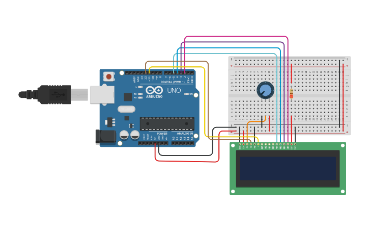 Circuit design Name displaying LCD - Tinkercad