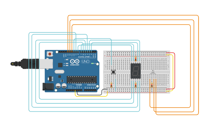 Circuit design 7-Segment & RGB LED Coding - Tinkercad