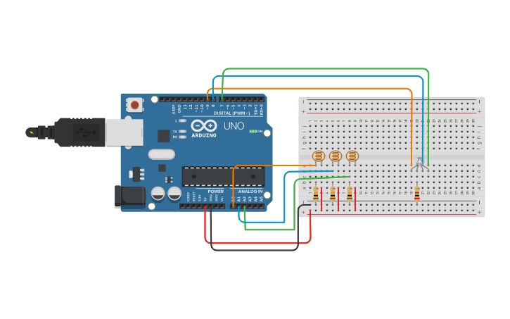 Circuit design Led RGB - Tinkercad