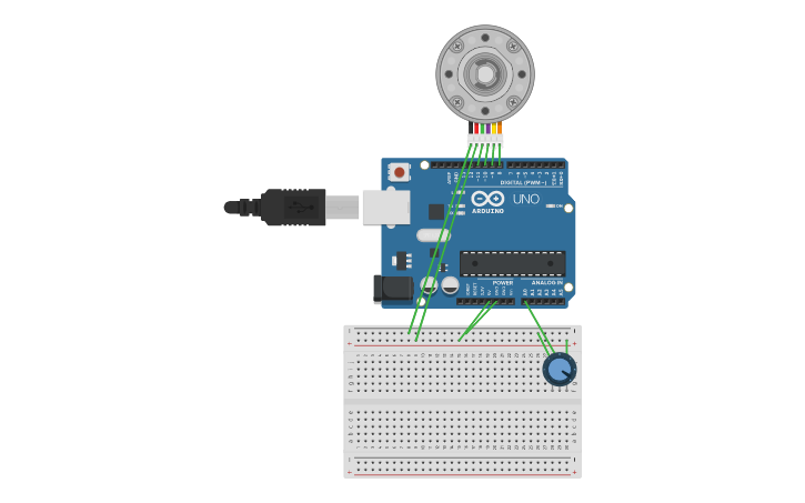 Autocad Switch Arduino Circuit design Experiment 7 Stepper Motor Control - Tinkercad