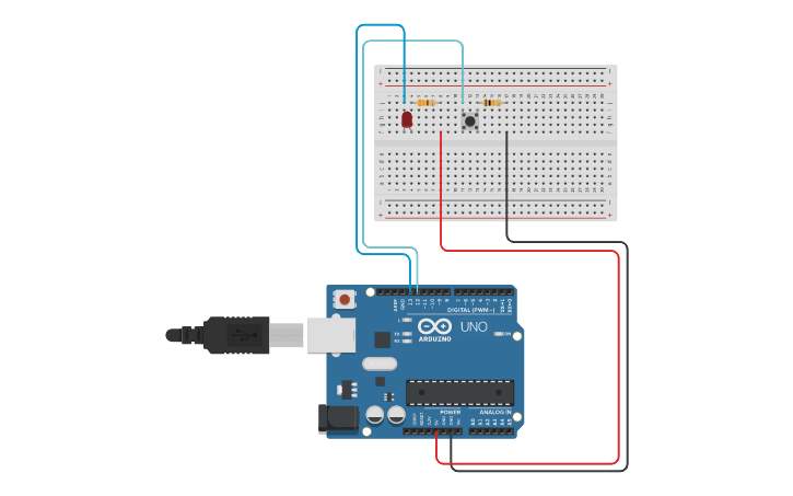 Circuit design LED_Button_Control - Tinkercad