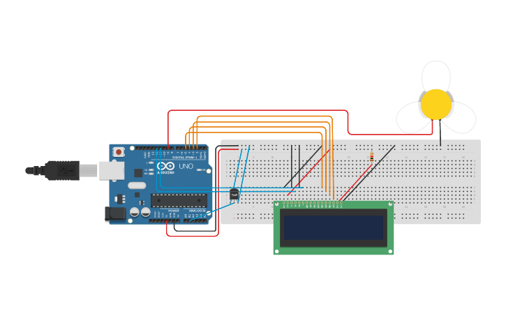 Html/css Fan Speed Controller Design Circuit design Temperature Based Fan Speed Controller - Tinkercad