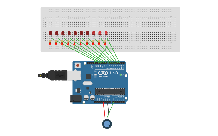Circuit design secuenciador de luz - Tinkercad