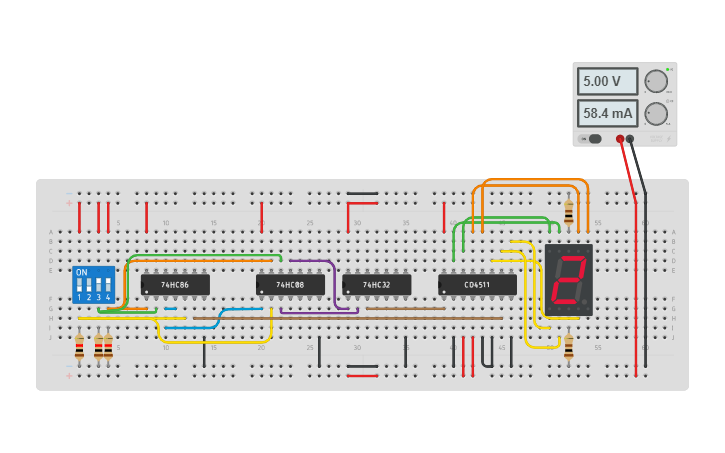 Circuit design 1 bit full adder - Tinkercad