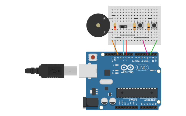 Circuit design Morse Code - Tinkercad