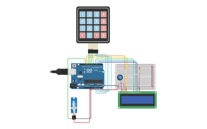 Circuit design Keypad Servo - Tinkercad