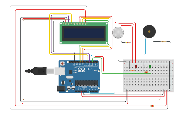 Circuit design Arduino Gas Detector - Tinkercad
