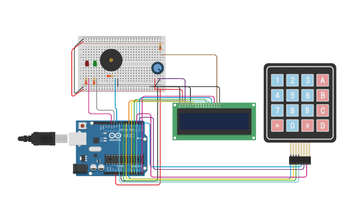 Circuit design Projeto Keypad Lock - Tinkercad