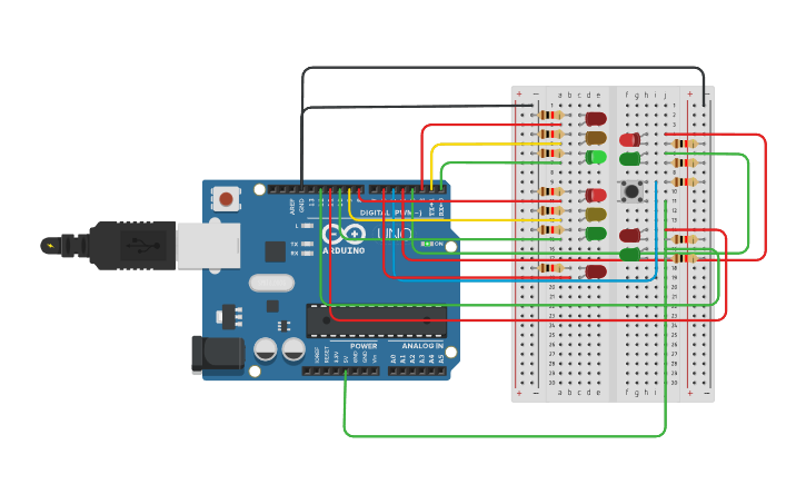 Circuit design Semafor - Tinkercad