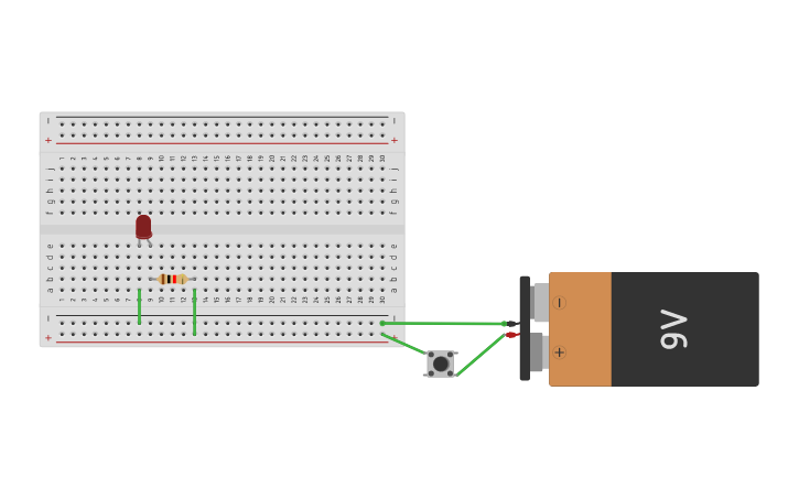Circuit design Simple LED Circuit (Push Button) - Tinkercad