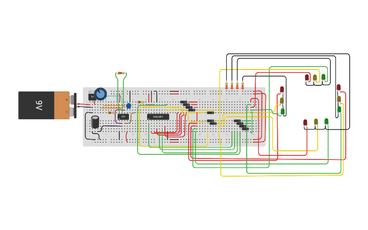 Circuit design Copy of Copy of traffic light controller - Tinkercad
