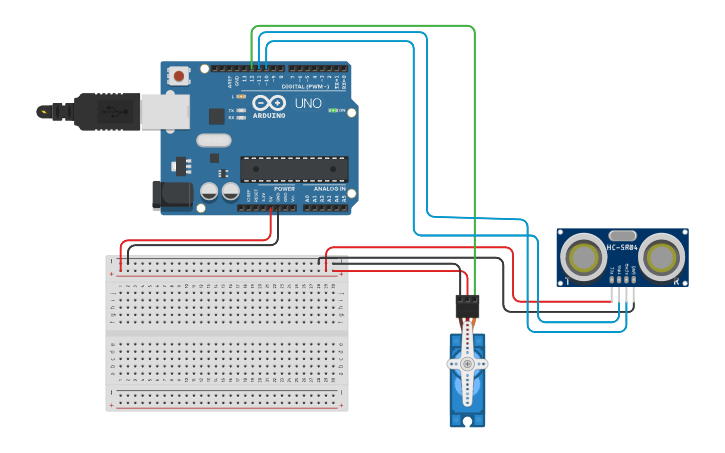 Circuit design Ultrasonic Radar Scanner with Arduino & Servo (0°–180 ...