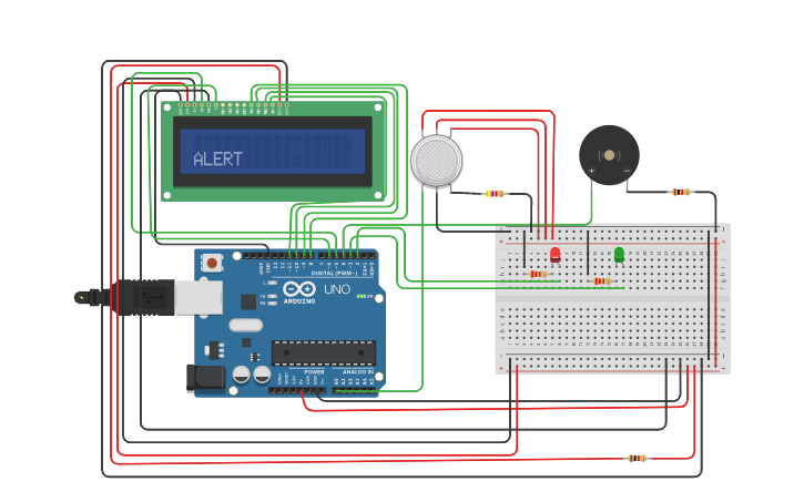 Circuit design Smoke Detector using arduino - Tinkercad
