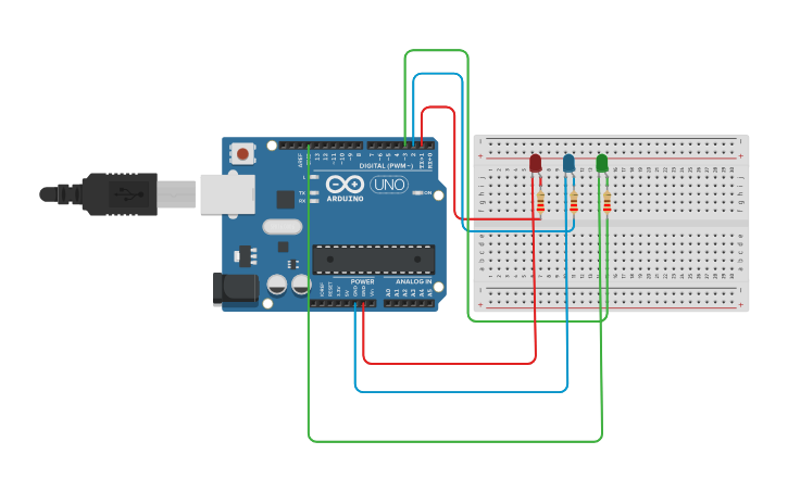 Circuit design LED 3 - Tinkercad