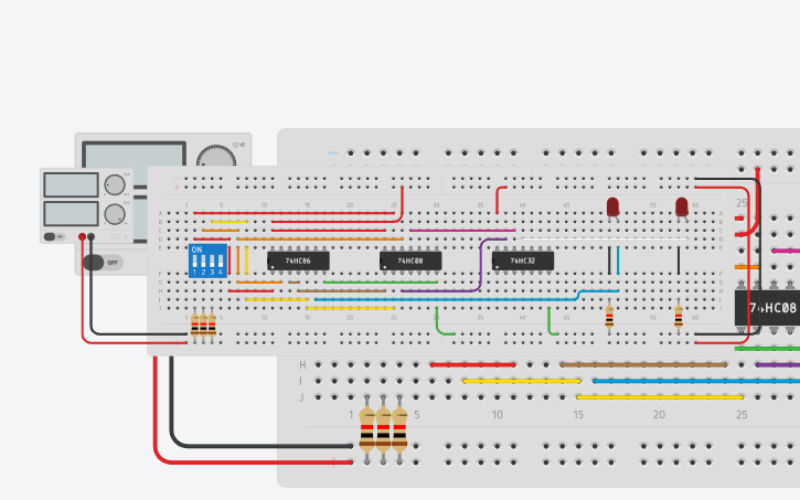 Circuit design Full adder using basic gates - Tinkercad