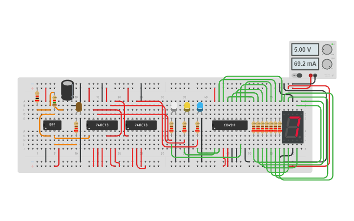Circuit design Binary 3 Bit Counter JK - Tinkercad