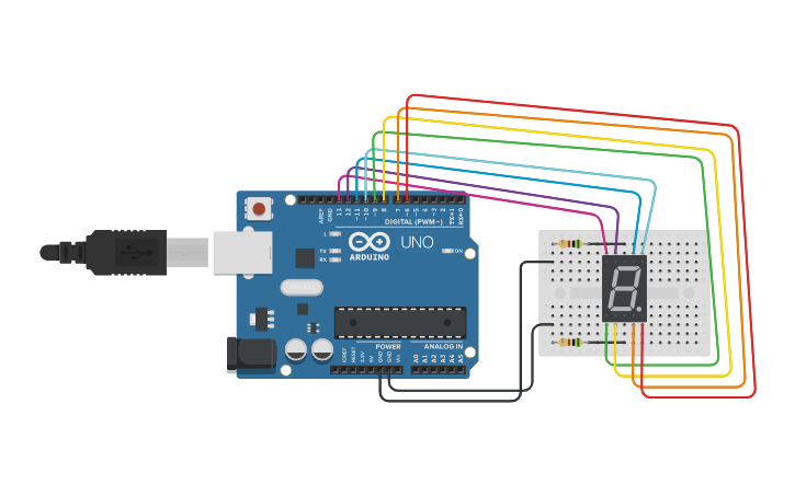 Circuit design Copy of Arduino 7 segment display - Tinkercad