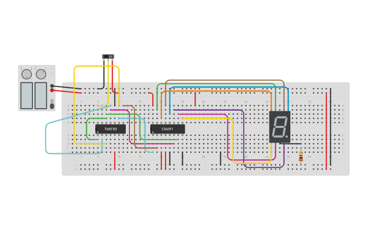 Circuit design BCD decade counter - Tinkercad