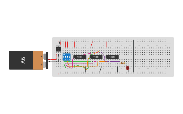 Circuit design Max. Términos - Sim 3 - Tinkercad