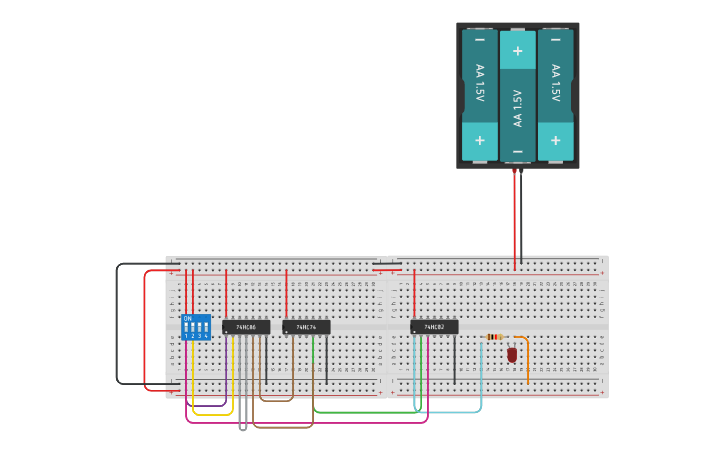 Circuit design circuito secuencial con reloj - Tinkercad